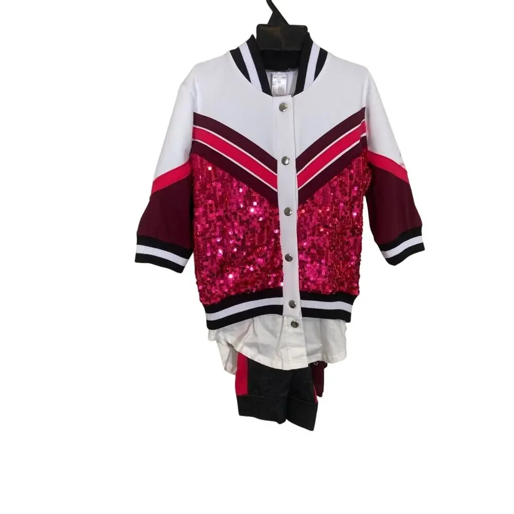 Weisman Girls Embezzled Sparkly Pink Track Dance Moms Barbie Dance Suit